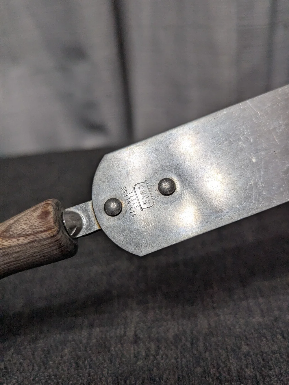 Vintage EKCO Stainless Steel Icing Spatula Wood Handle Made in USA 11.75 Inch